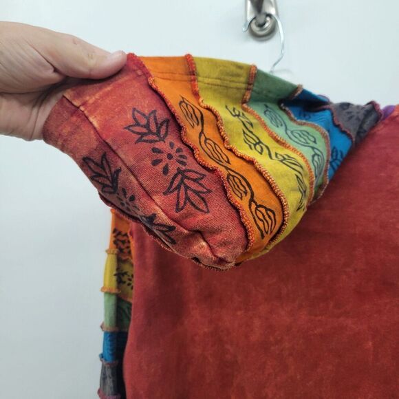 Boho Rainbow Sun Hoodie – S/M – Made in Nepal - Picture 7 of 8